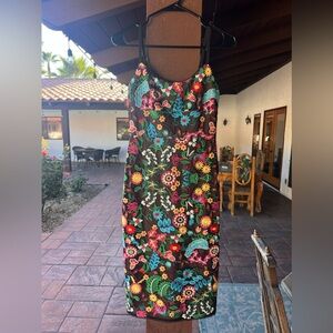 BCBGMAXAZRIA floral embroidered bustier dress